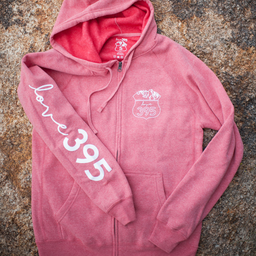 Unisex Logo Zip Hooded Sweatshirt (Pomegranate)