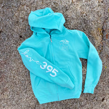 Youth Logo Zip Hoodie (charcoal and mint)