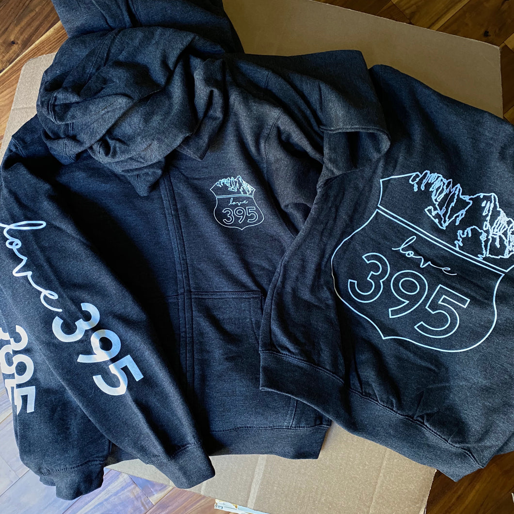 Youth Logo Zip Hoodie (charcoal and mint)