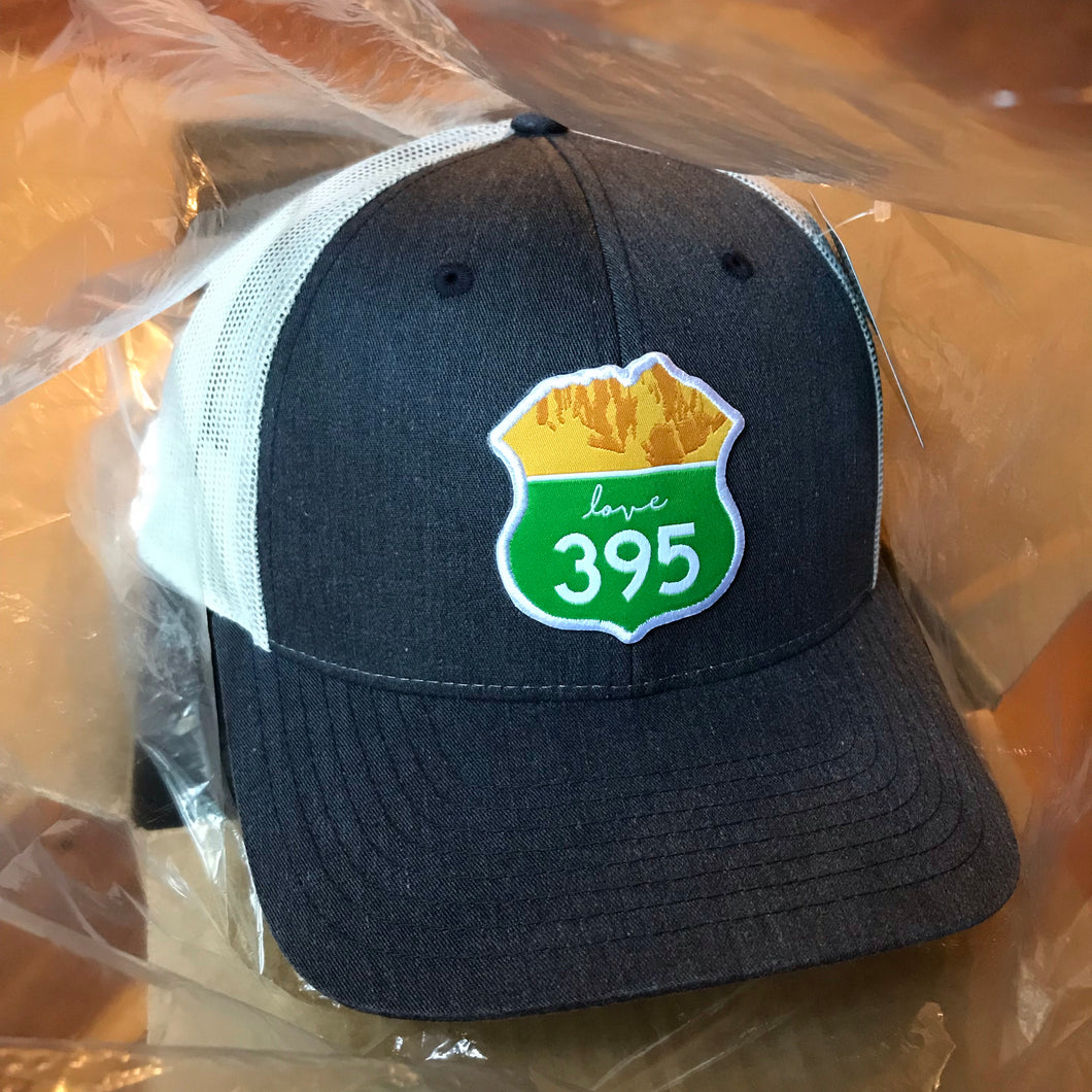 Trucker Hat - Navy Heather & Light Grey with logo patch