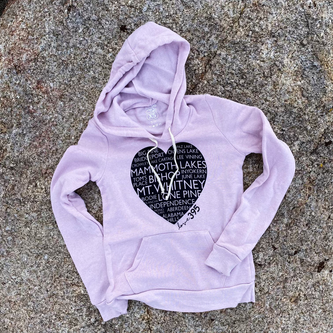 Fleece Heart Hoodie (in Black or Rose)