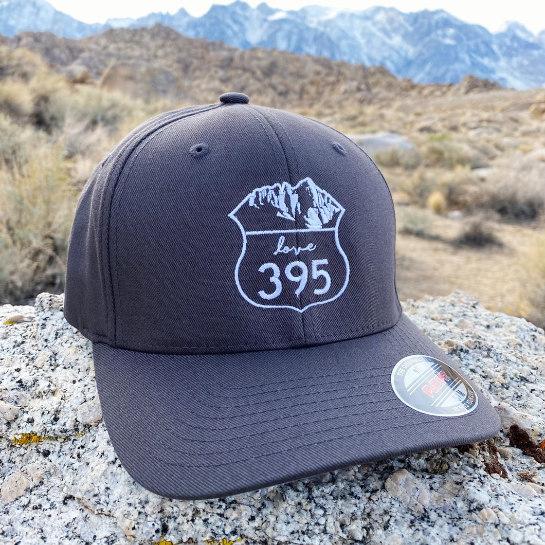 Embroidered Logo Flexfit Hat Black Charcoal Navy and Olive